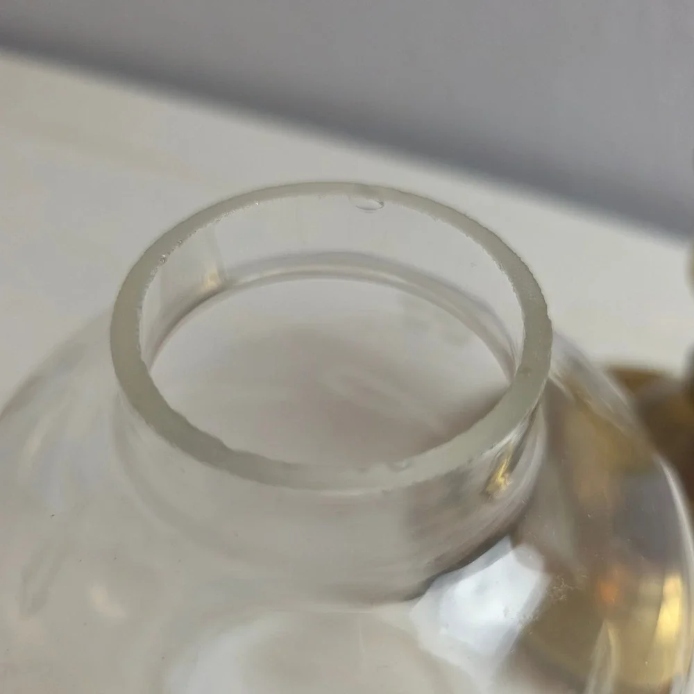 Vintage Brass‎ Chamberstick Candle Holder with Etched Glass Hurricane Chimney